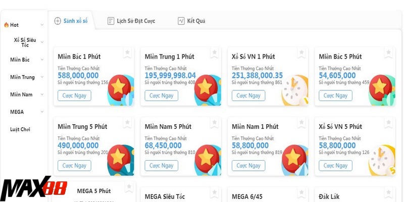 Lượt đổ xổ số siêu tốc Max88 diễn ra trong thời gian rất ngắn